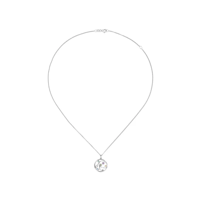 Amore Argento Sterling Silver Multi-Gem Set Open Pendant