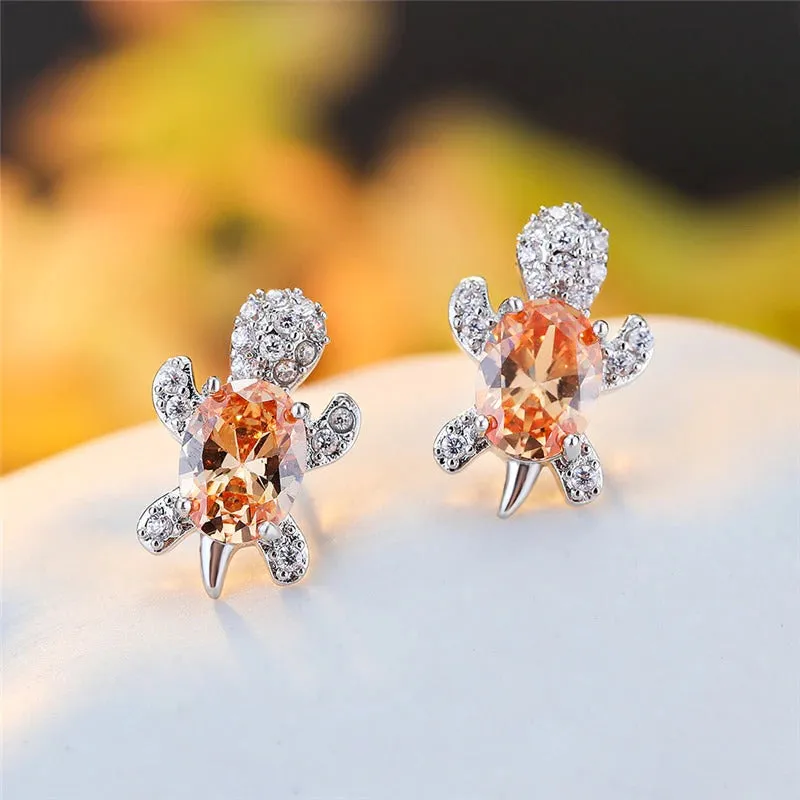 Multi-color Gradient Zircon Sea Turtles Stud Earrings
