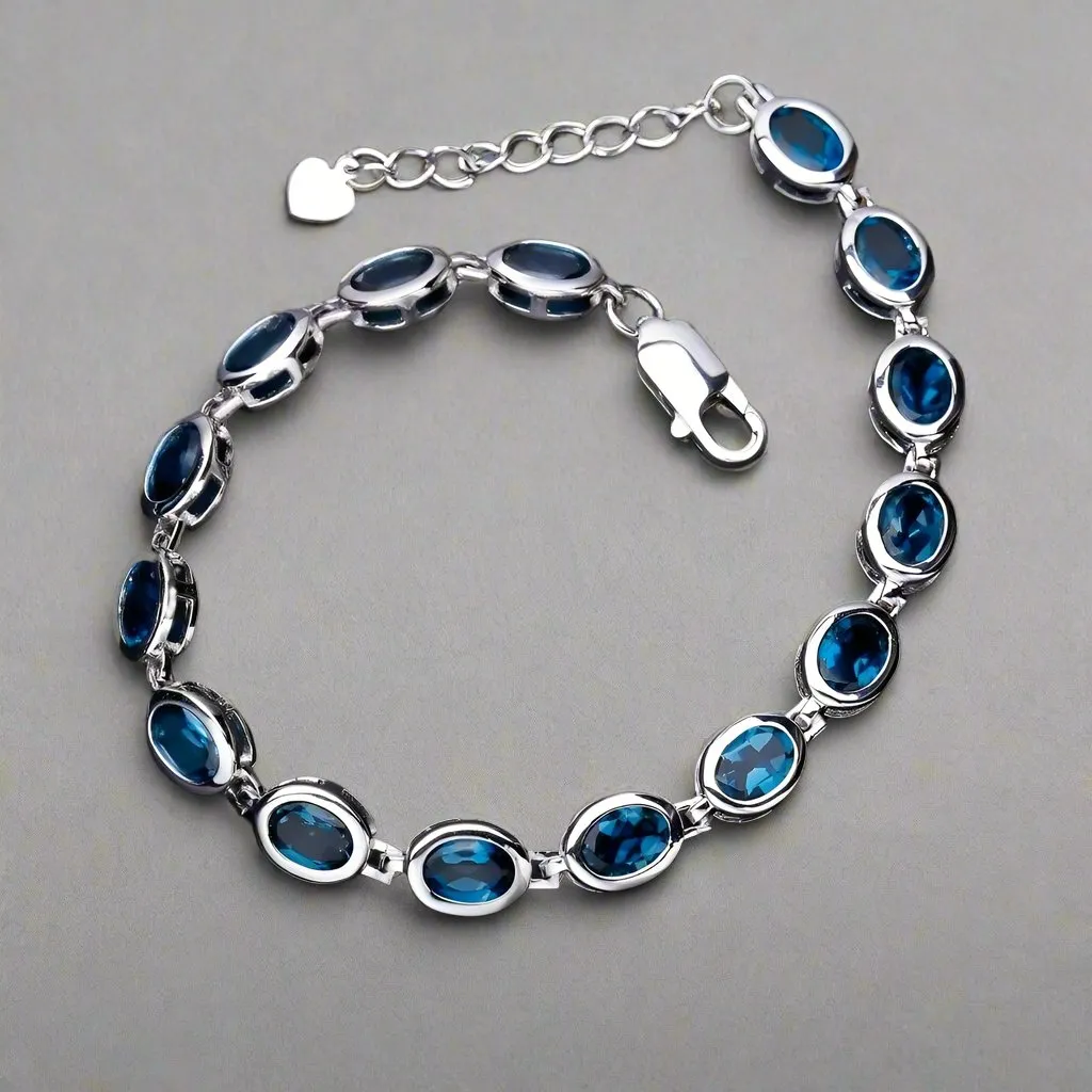 Oval London Blue Topaz Gemstone Bracelet
