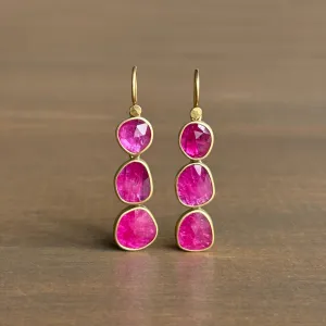 Ruby Triple Drop Earrings