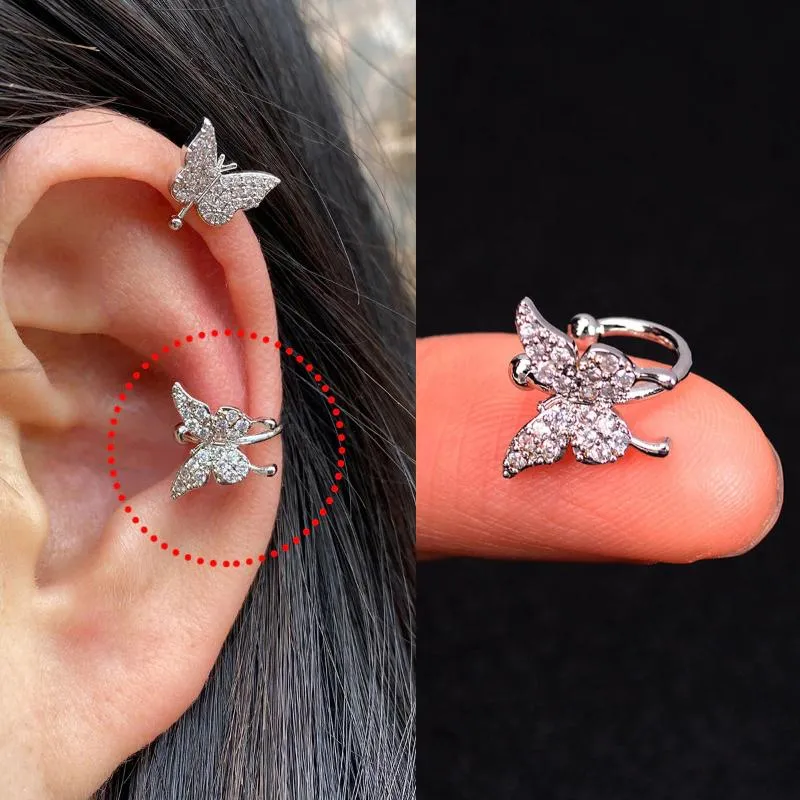 Zircon Adorned Ear Cartilage Clip-On Cuff Earrings