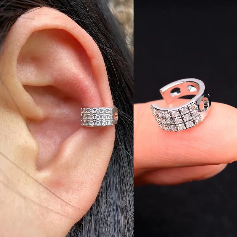 Zircon Adorned Ear Cartilage Clip-On Cuff Earrings